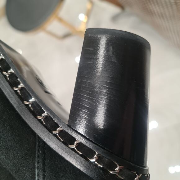 Chanel 2010 Interlocking CC Logo Black Suede Sock Boots Sz.40 - Picture 10 of 11